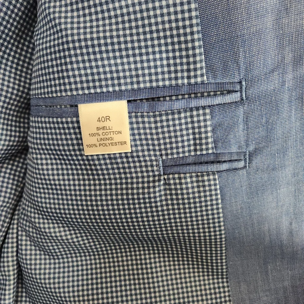 Saddlebred Business Casual Blue Chambray Sports Coat Cotton Size 40R